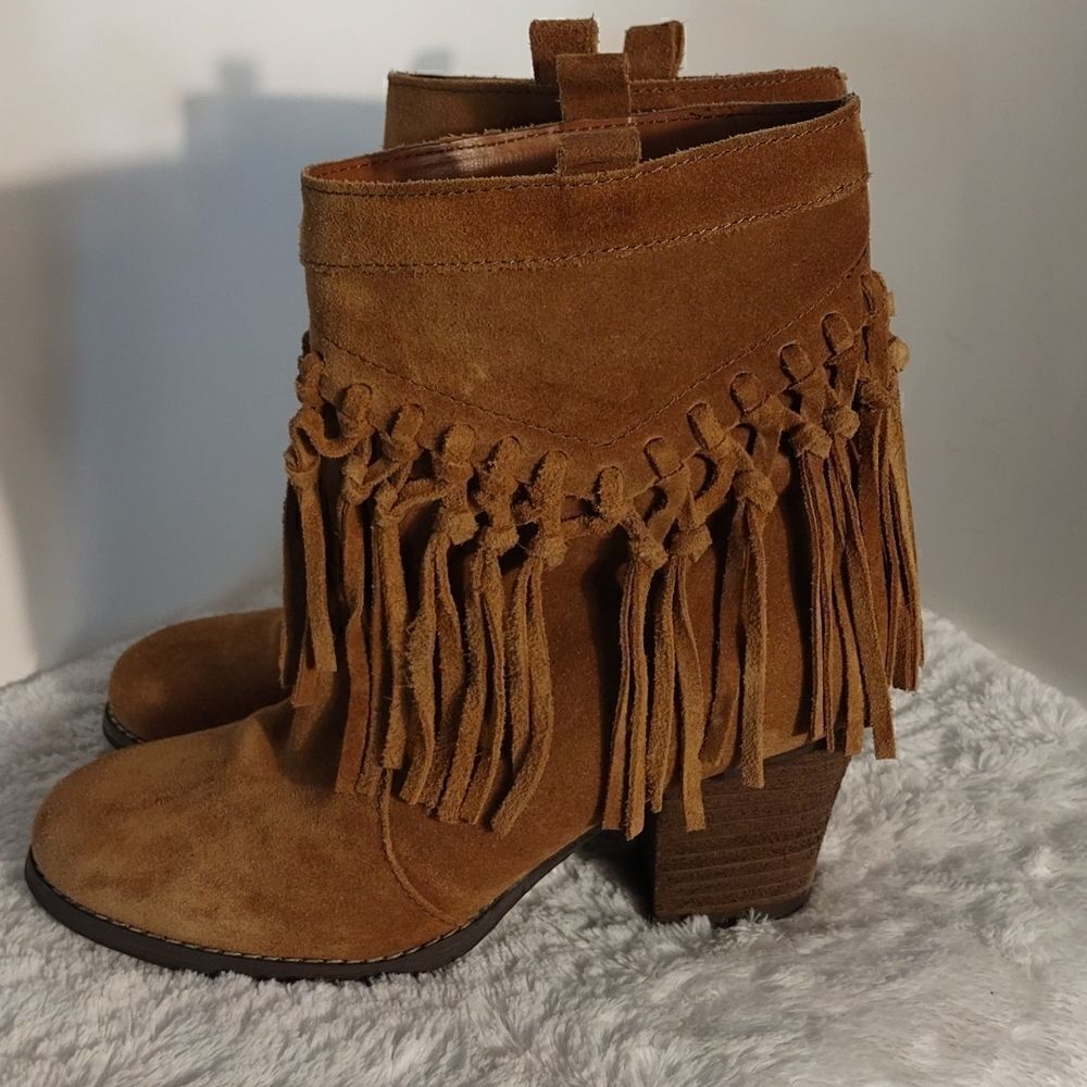 Sbicca Vintage Collection Suede Leather Fringe Boots